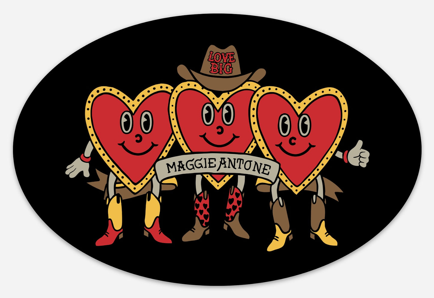 Love Big Black Oval Sticker (6” x 4”)